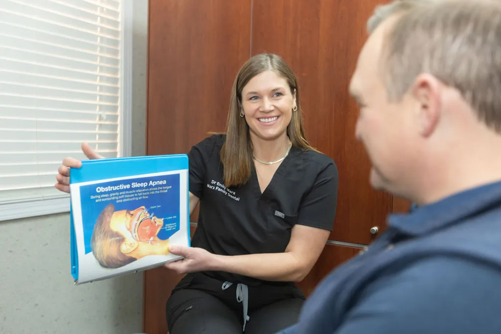 Dr. Emily Marx discussing sleep apnea with a patient